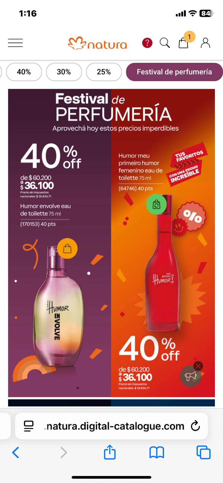 Perfumes disponibles en gabinete